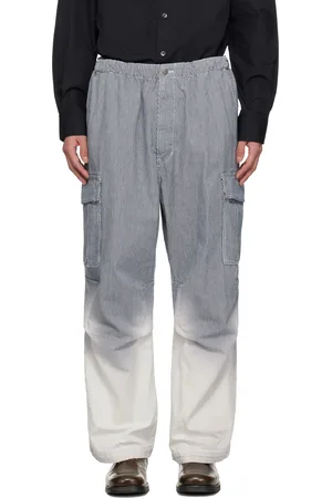 FORMA Pantalon cargo bleu à rayures à effet décoloré
