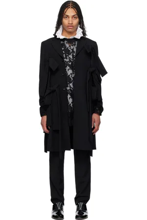 Comme des Garçons Manteau noir en gabardine de laine
