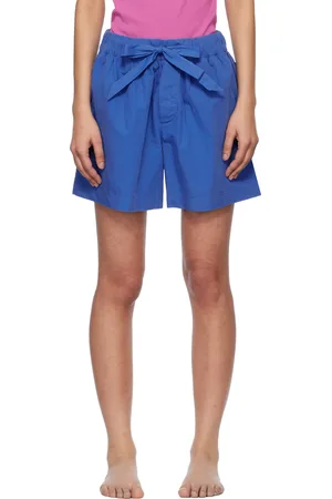 Tekla Short de pyjama bleu en popeline