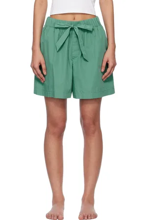 Tekla Short de pyjama vert en popeline