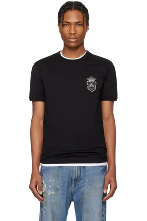 Dolce & Gabbana T-shirt noir en coton à écusson d