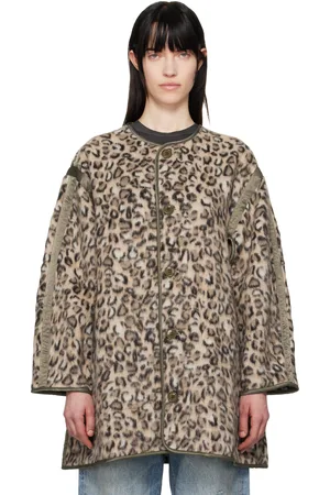 R13 Manteau de superposition beige à garnitures en satinette