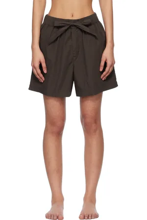 Tekla Short de pyjama brun en popeline