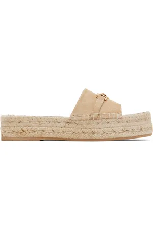 VERSACE Sandales de style espadrille beiges à logo Medusa 