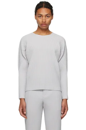 Issey Miyake T-shirt à manches longues gris - BASICS