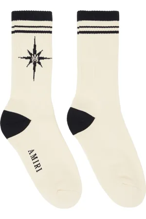 AMIRI Chaussettes blanc cassé et noir à logo Starburst