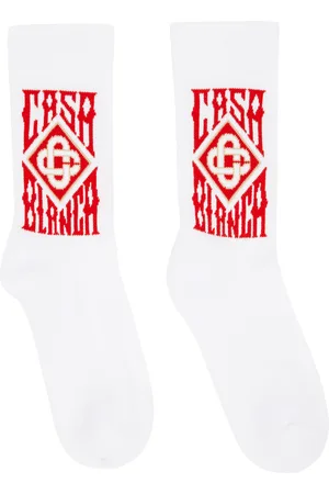 Casablanca Chaussettes blanc et rouge à logos gothiques