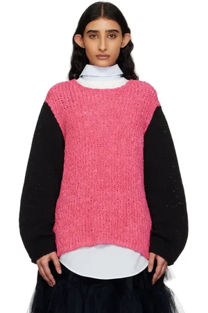 Comme des Garçons Pull noir et rose à col ras du cou