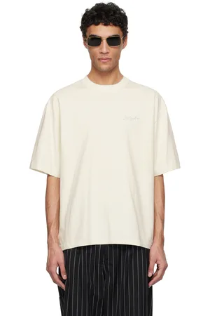 Axel Arigato T-shirt blanc cassé à logo et piqures contrastants
