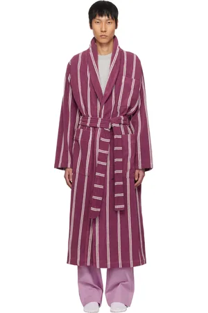 Tekla Sortie-de-bain mauve et rose en tissu éponge