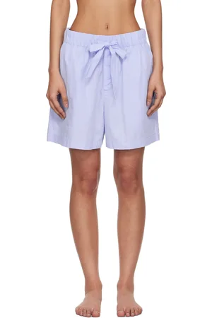 Tekla Short de pyjama bleu en popeline