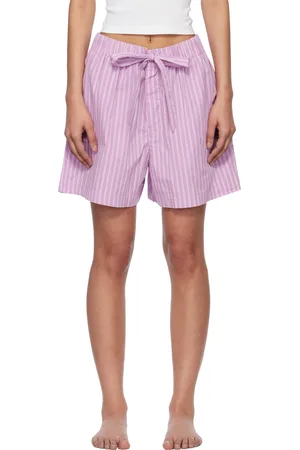 Tekla Short de pyjama mauve et rose en popeline