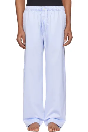 Tekla Pantalon de pyjama bleu en satinette