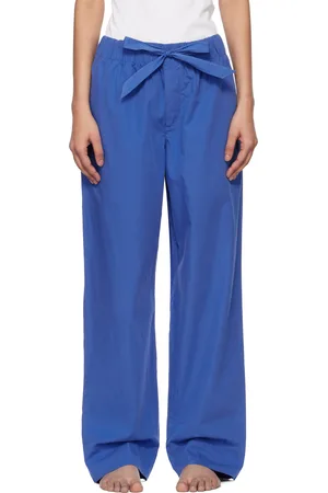 Tekla Pantalon de pyjama bleu en popeline