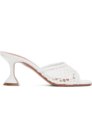 Amina Muaddi Sandales à talon Lupita 70 blanches en filet