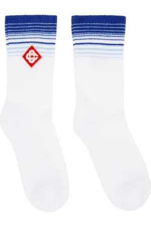 Casablanca Chaussettes blanc et bleu à motif dégradé