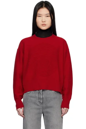 VERSACE Pull rouge en tissu éponge de laine à logo Medusa