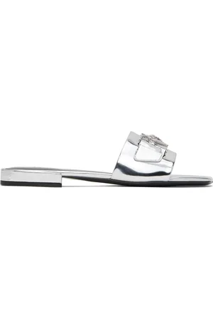 VERSACE Mules argenté métallique à boucle à logo Medusa