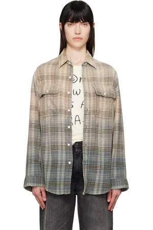 R13 Chemise de travail décontractée beige