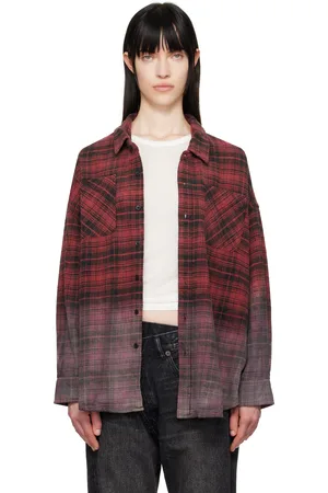 R13 Chemise de travail rouge à emmanchures basses