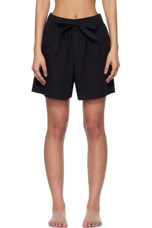 Tekla Short de pyjama noir en popeline