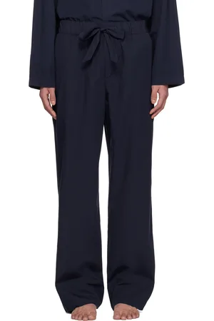 Tekla Pantalon de pyjama bleu marine en popeline