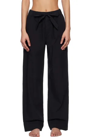 Tekla Pantalon de pyjama noir en popeline