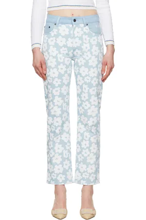 Msgm Jean bleu à motif fleuri imprimé