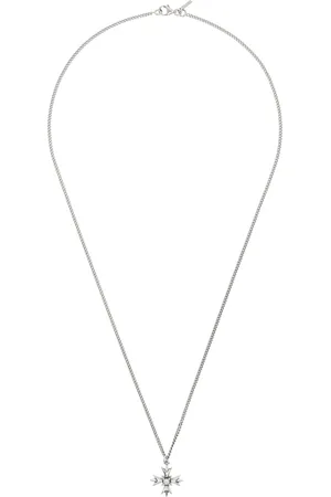 EMANUELE BICOCCHI Collier argenté à pendentif graphique et à zircone cubique