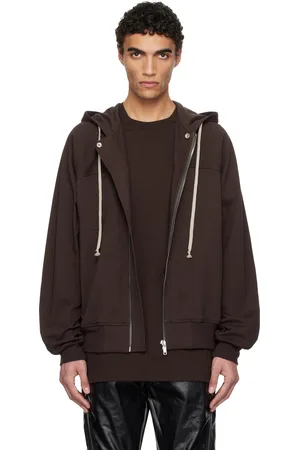 Rick Owens Pull à capuche de style coupe-vent brun - Hollywood