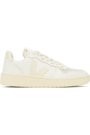 Veja Baskets V-10 blanc cassé et beige en cuir