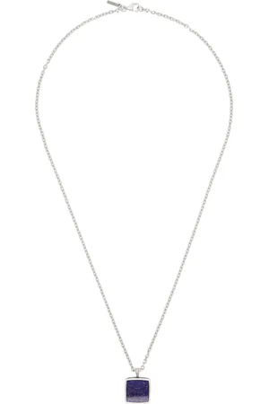EMANUELE BICOCCHI Collier argenté à pendentif carré de style amulette à lapis lazuli