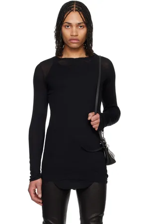 Rick Owens T-shirt à manches longues noir en jersey - Hollywood
