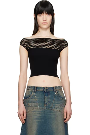 Gimaguas T-shirt Avenue noir à assemblage à épaules dénudées exclusif à SSENSE