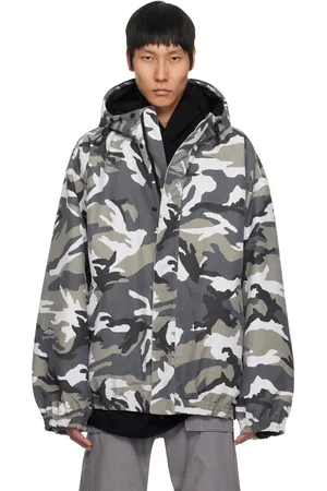 Balenciaga Blouson de ski gris à motif camouflage