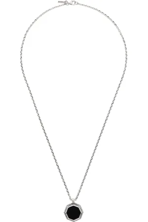 EMANUELE BICOCCHI Collier argenté à pendentif octogonal de style amulette à onyx