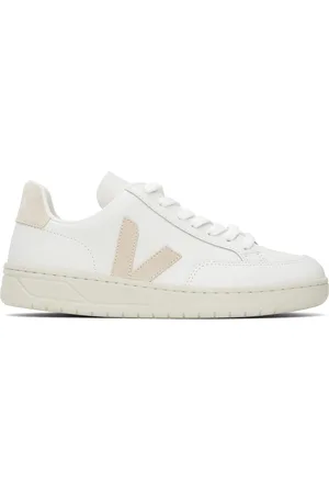 Veja Baskets V-12 blanc et beige en cuir
