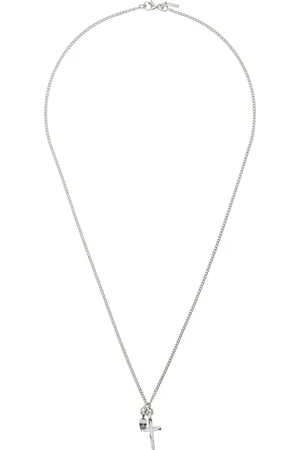EMANUELE BICOCCHI Collier argenté à pendentifs de crâne et de croix exclusif à SSENSE