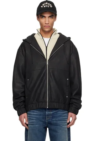 Axel Arigato Blouson noir en cuir synthétique grainé à capuche