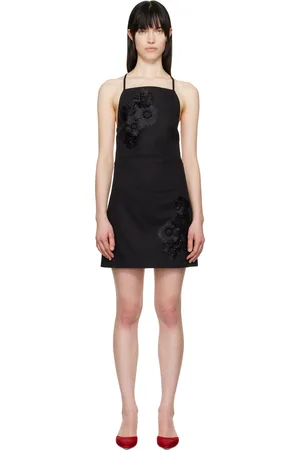Msgm Robe courte noire à appliqués floraux