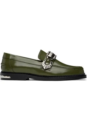 TOGA VIRILIS Flâneurs verts en cuir glacé exclusifs à SSENSE