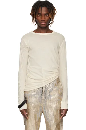 Rick Owens T-shirt à manches longues blanc cassé - Hollywood