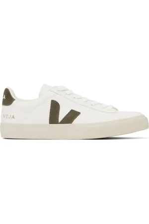 Veja Baskets Campo blanc et kaki en cuir