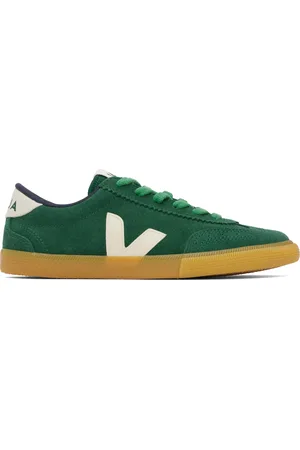 Veja Baskets Volley vert et beige en suède