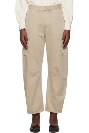 Citizens of Humanity Pantalon cargo décontracté Marcelle beige à taille basse