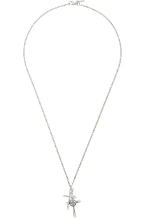 EMANUELE BICOCCHI Collier argenté à deux pendentifs de croix