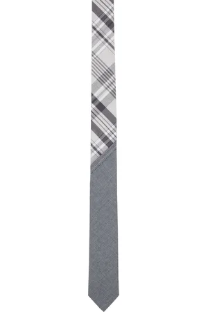 Thom Browne Cravate gris et blanc à carreaux