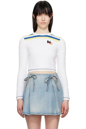 Msgm Pull blanc à logos brodés