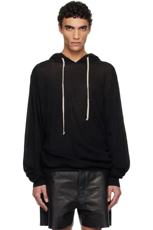 Rick Owens Pull à capuche noir en coton - Hollywood