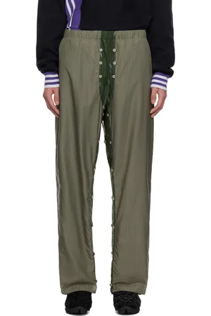 CRAIG GREEN Pantalon étagé kaki en taffetas
